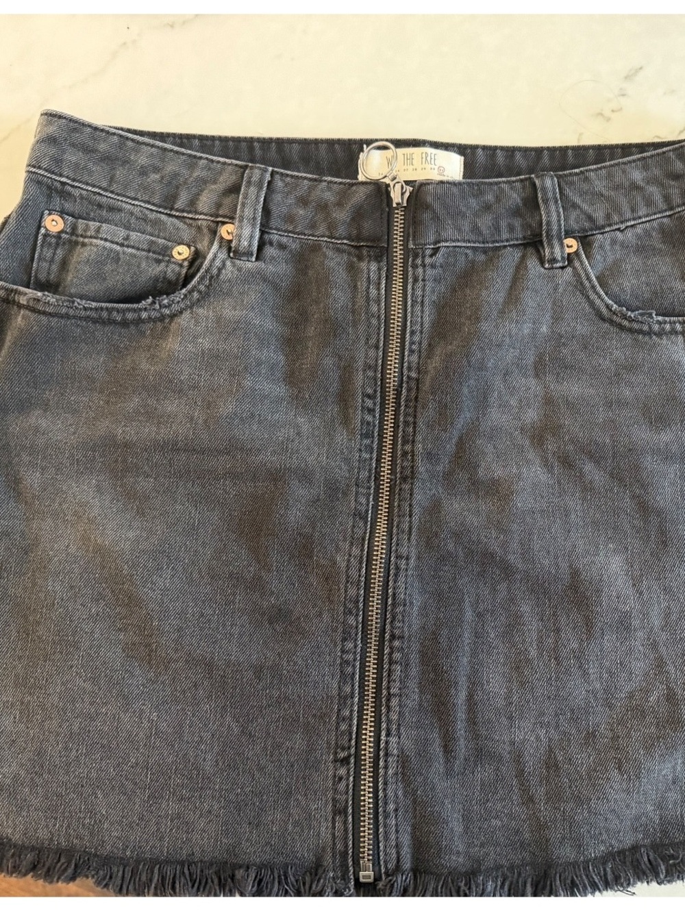 We the Free Women's black Denim Mini Skirt with Front Zipper Size 31